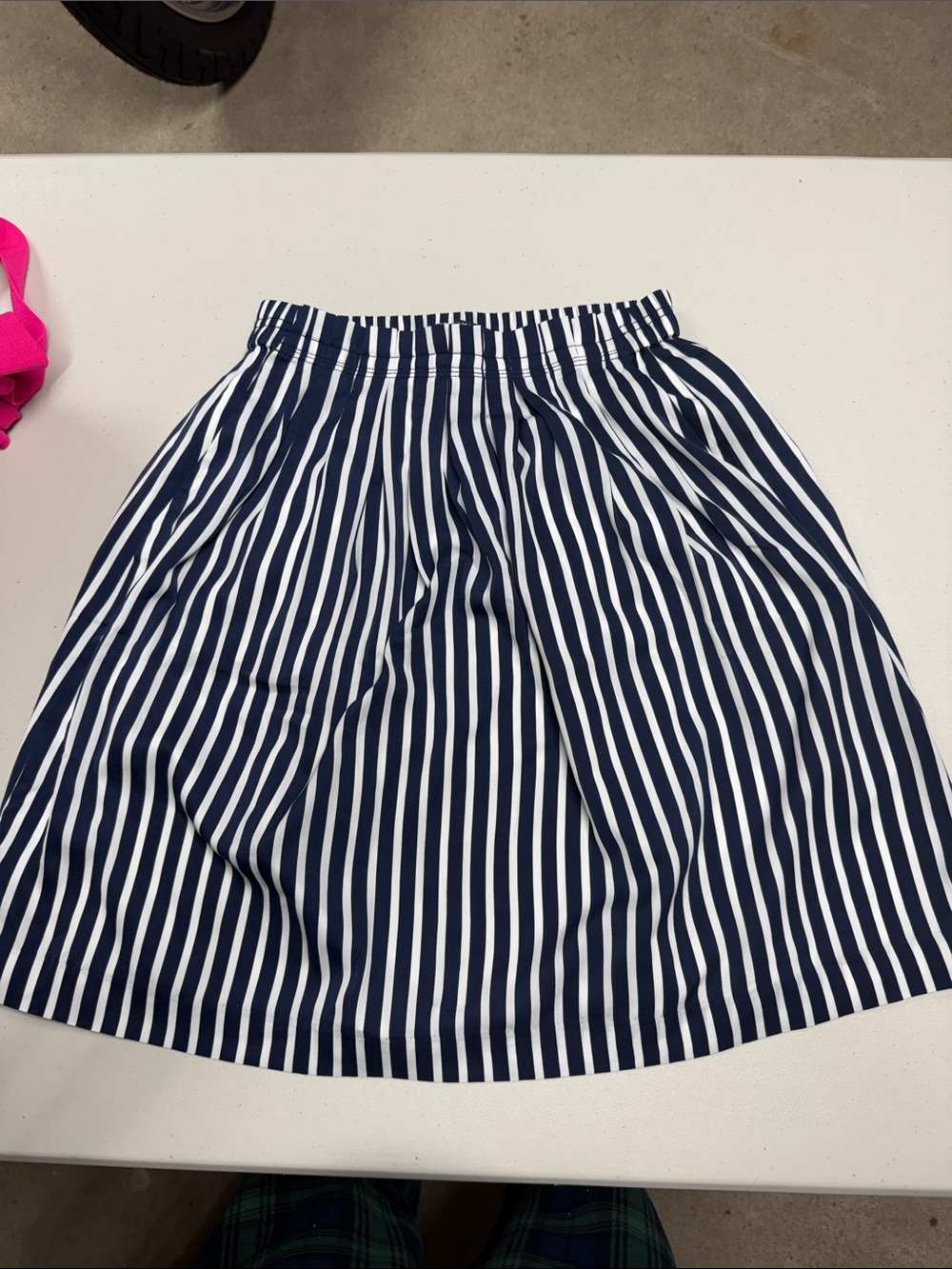 J. Crew Navy & White Vertical Stripe Skater Skirt